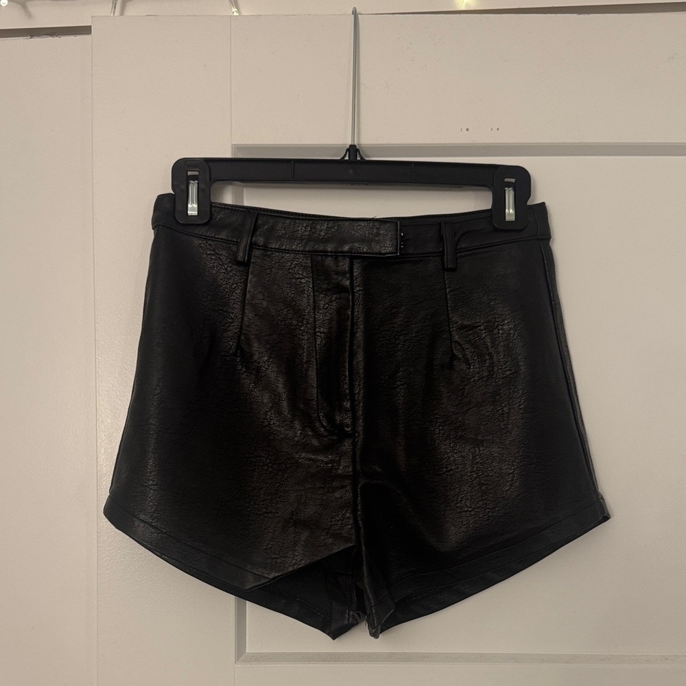 Princess Polly Black Leather Women's Mini Shorts